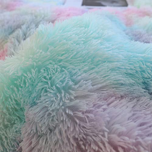 Roscloud Faux Fur Kids Girls Cow Print Comforter Sets Twin/Full - 3PC Bed Set Warm Comfortable Soft Plush Flannel Velvet Fluffy Fuzzy Bedding（Comforter x 1 Pillowcases x 2）