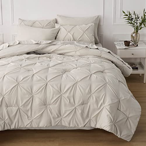 Bedsure Full Size Comforter Sets - Bedding Sets Full 7 Pieces, Bed in a Bag Beige Bed Sets with Comforter, Sheets, Pillowcases & Shams, Adult & Kids Bedding