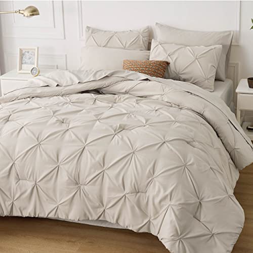Bedsure Full Size Comforter Sets - Bedding Sets Full 7 Pieces, Bed in a Bag Beige Bed Sets with Comforter, Sheets, Pillowcases & Shams, Adult & Kids Bedding