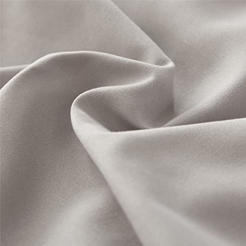KAKKI Tufted Pom Pom Comforter Set Full/Queen Size for Boys Girls Kids Teen, Light Grey and White Patchwork Striped Jacquard Comforter, 3pc Soft Microfiber Bedding Set for All Season(Grey,Queen)