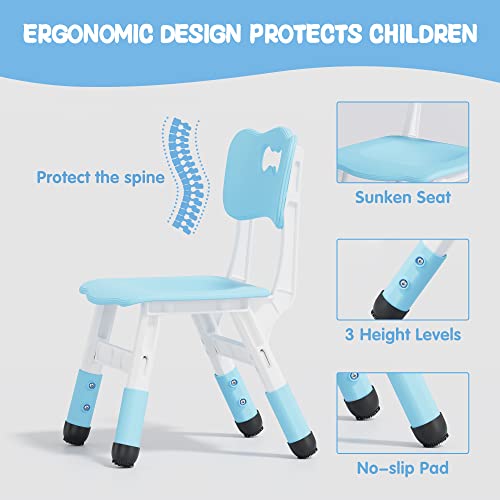 Brelley Kids Table and 4 Chairs Set, Height Adjustable Toddler Table and Chair Set, Graffiti Desktop, Non-Slip Legs, Max 300lbs, Children Multi-Activity Table for Ages 2-10
