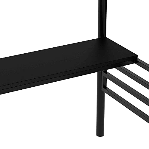 ATY Metal Twin Size Loft Bed with Desk, Steel Bedframe w/Stairs and Guard Rail, Perfect for Teens, Kids, Students, No Box Spring Needed, Black