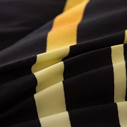 Boy Comforter Set Queen Size, Black and Gold Football Comforter Set, Sports Themed Bedding Set for Boys Girls, 3-Pieces Microfiber Comforter, 1 Comforter with 2 Matching Pillowcases, All-Season Use…