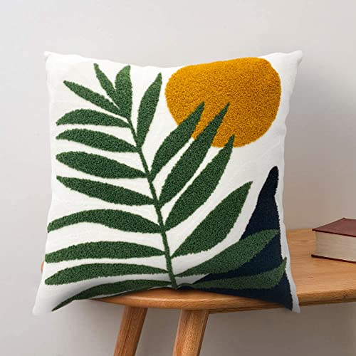 HYOPUO Abstract Boho Pillow Covers, Soft Mid Century Geometric Floral Leaf Throw Pillow Covers Modern Aesthetic Textured Decorative Throw Pillows for Couch Bed Sofa (Only 1 Pillow Cover