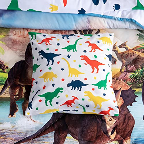 NiuOne 9 Piece Dinosaur Comforter Set Bed in a Bag Full Size for Teen Kids Adults,3D Jungle Realistic Dinosaur Quilt Set,(1 Comforter+4 Pillowcase+1 Flat Sheet+1 Fitted Sheet+2 Throw Pillow Cover)