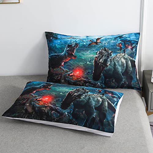 Roscloud Kids Dinosaur Comforter Sets Twin Size Boys Dinosaur Bed Set - 2PC 3D T-Rex Triceratops Tanystropheus Dinosaur WarBedding (Comforter x 1 Pillowcase x 1)