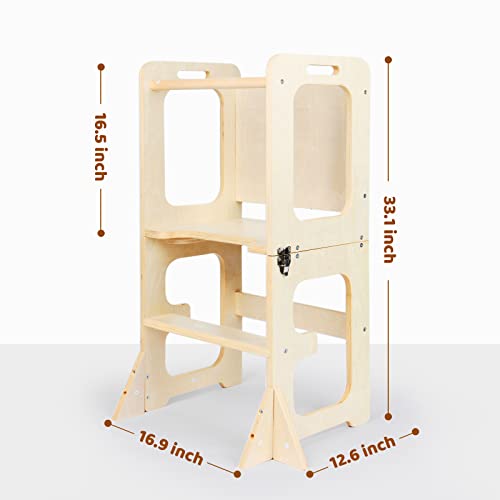 Asweets 4 in 1 Toddler Standing Tower for Leanring Kitchen Stool Helper with Chalkboard,Safer Than a Step Stool,Art Desk Anti-Slip Protection Ideal Helper for Little Kids in The Kitchen