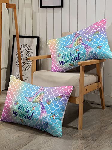 Datura home Bedding Comforter Set Rainbow Scales Mermaid Printed Pattern Bedding Set with 1 Comforter and 2 Pillowcases for Girls Bedroom All Season(Rainbow Scales Mermaid Twin)