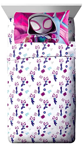 Marvel Spidey & His Amazing Friends Ghost Spider Gwen 5 Piece Twin Bed Set - Bedding Includes Comforter & Sheet Set - Super Soft Fade Resistant Microfiber