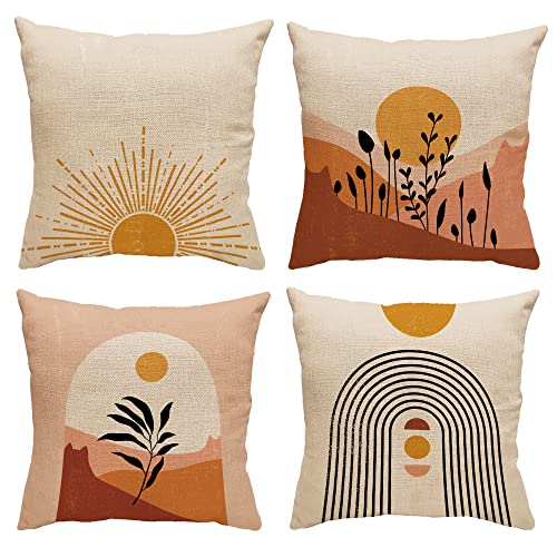 GDHBLING Bohemian Pillow Covers Mid Century Modern Throw Pillow Covers 18x18 Inch Decorative Pillow Covers Set of 4 Couch Pillow Covers Outdoor Pillow Covers