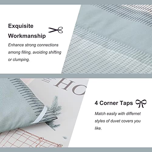 Anyfun Sage Green Twin Comforter Set, Patchwork Striped Comforters for College Boys, Washable & Brushed 2 Pieces Bedding Comforter for All Seasons (1 Twin Comforter & 1 Pillowcase)