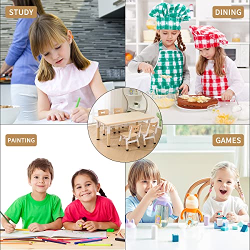 HAPPYMATY Kids Table and Chair Set 2-8 Year Old, Height Adjustable, Easy to Wipe Graffiti Table and Chairs for Toddlers/Children Reading, Drawing, Eating, Studying, Parent-Child Interaction