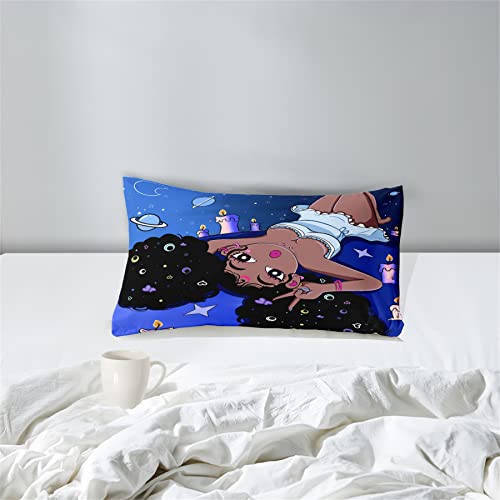 CAFCIOYG African American Black Girl Comforter Set Twin Comforter Set for Girls Kids Comforter Sets for Girls Girls Twin Bedding Blue,1 Comforter with 1 Pillowcase
