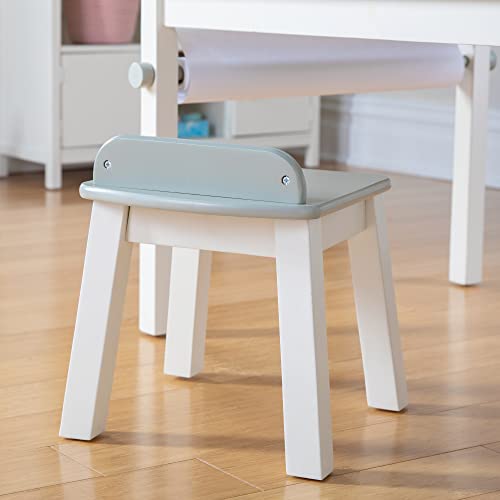 MARTHA STEWART Kids' Jr. Art Center with Stools and Bins - Creamy White: Storage Bins, Paper Roller, and Paint Cups, Toddlers Work Station - Children's Wooden Learning Furniture