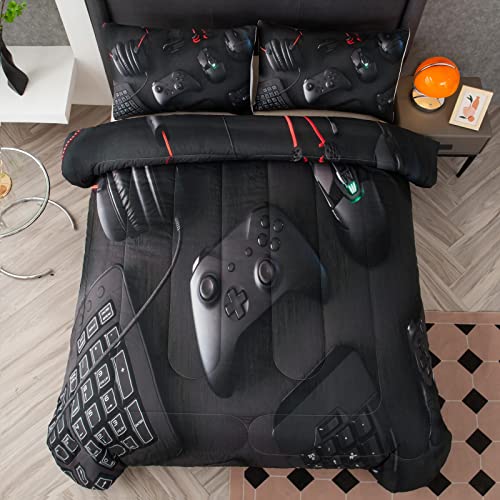 YHXSLY Gamer Comforter Set for Boys Teen Kids Full Size Gaming Comforter Soft Microfiber Gampad Quilt and Pillowcase Video Game Bedding Sets Room Decor (Color 1,Full)