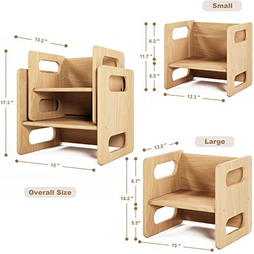 ERUGI Montessori Weaning Table and Chair,Real Hardwood, Desk for Toddler Reading,Snack Time,Playroom,Activity Cube,Step Stool,1-3 Year Old Kids Montessori Furniture
