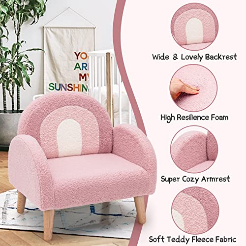 INFANS Kids Sofa, Toddler Armchair with Solid Wooden Frame Anti-Tipping Design Plush Fabric, Upholstered Children Chair for Nursery Kindergarten Playroom Preschool, Gift for Boys Girls, Toddler Couch