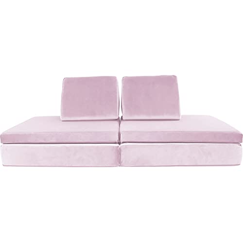 CRITTER SITTERS Kids Lil Lounger | Play Couch | Modular Sofa | Fort Building, Open Ended Play | Sturdy Foam | Washable Covers | | Flexible Seating for Playroom, Lionfish Pink (CSLILLOUNGER-NVY)