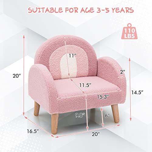 INFANS Kids Sofa, Toddler Armchair with Solid Wooden Frame Anti-Tipping Design Plush Fabric, Upholstered Children Chair for Nursery Kindergarten Playroom Preschool, Gift for Boys Girls, Toddler Couch