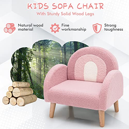 INFANS Kids Sofa, Toddler Armchair with Solid Wooden Frame Anti-Tipping Design Plush Fabric, Upholstered Children Chair for Nursery Kindergarten Playroom Preschool, Gift for Boys Girls, Toddler Couch