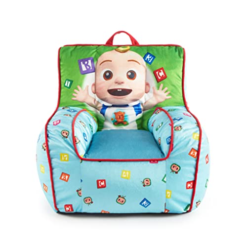 Idea Nuova Cocomelon Kids Mink Plush Bean Bag Chair with Piping & Top Carry Handle , Large