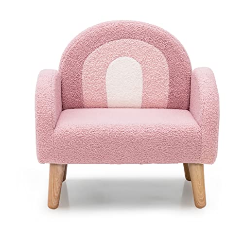 INFANS Kids Sofa, Toddler Armchair with Solid Wooden Frame Anti-Tipping Design Plush Fabric, Upholstered Children Chair for Nursery Kindergarten Playroom Preschool, Gift for Boys Girls, Toddler Couch