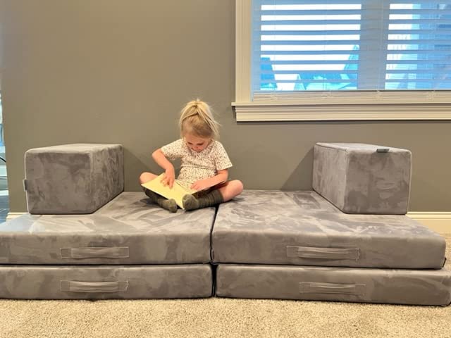 The Figgy Waterproof Play Couch Base Set 7 Piece Indoor Climbing Toy, Playroom Furniture, Kids Fort, or Kids Bedroom Furniture. Montessori-Inspired Kids Modular Sofa.