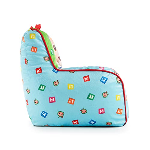Idea Nuova Cocomelon Kids Mink Plush Bean Bag Chair with Piping & Top Carry Handle , Large