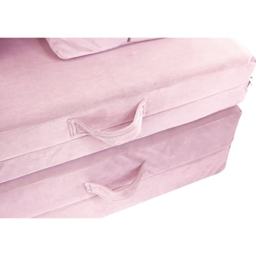 CRITTER SITTERS Kids Lil Lounger | Play Couch | Modular Sofa | Fort Building, Open Ended Play | Sturdy Foam | Washable Covers | | Flexible Seating for Playroom, Lionfish Pink (CSLILLOUNGER-NVY)