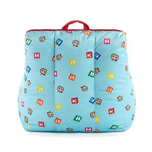 Idea Nuova Cocomelon Kids Mink Plush Bean Bag Chair with Piping & Top Carry Handle , Large