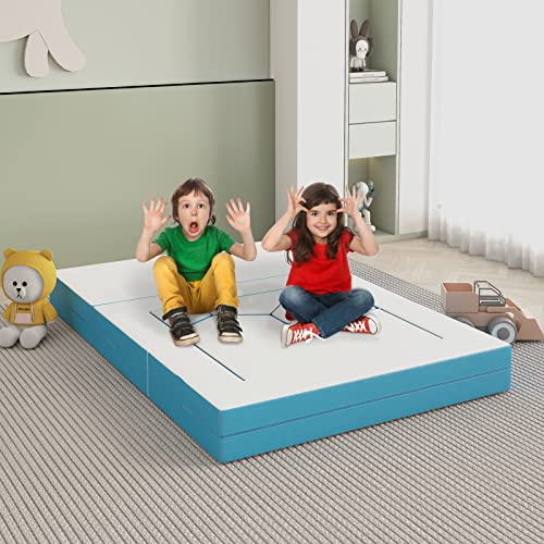linor Kids Couch Sofa Modular Toddler Couch for Bedroom Playroom, 8 Pcs Fold Out Couch Play Set for Imaginative Kids, Creative Baby Couch Children Convertible Sofa for Activity Center (Blue)