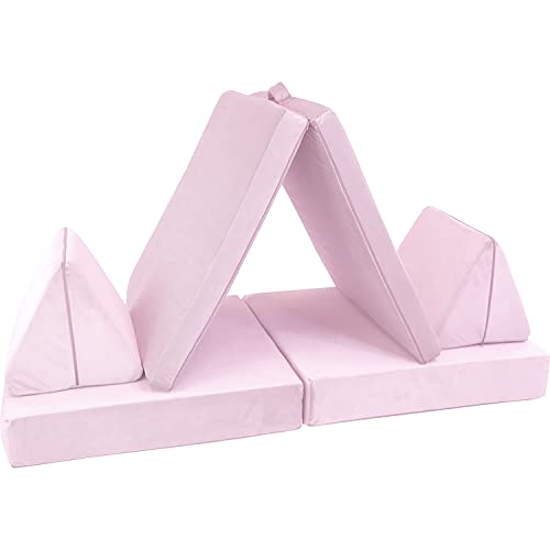 CRITTER SITTERS Kids Lil Lounger | Play Couch | Modular Sofa | Fort Building, Open Ended Play | Sturdy Foam | Washable Covers | | Flexible Seating for Playroom, Lionfish Pink (CSLILLOUNGER-NVY)