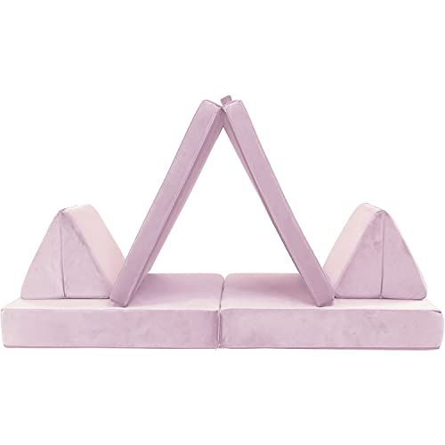 CRITTER SITTERS Kids Lil Lounger | Play Couch | Modular Sofa | Fort Building, Open Ended Play | Sturdy Foam | Washable Covers | | Flexible Seating for Playroom, Lionfish Pink (CSLILLOUNGER-NVY)