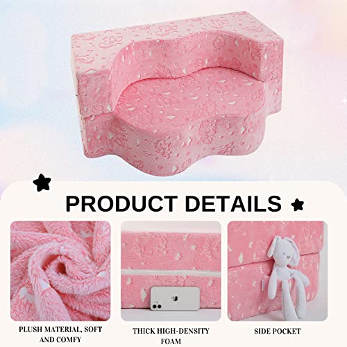 MeMoreCool Kids Couch for Playroom, Toddler Couch Fold Out, Glow in The Dark Toddler Sofa, Unicorn Toddler Sofa for Girls and Boys, Kids Chair for Bedroom Lounge, Kids Couch and Sofa