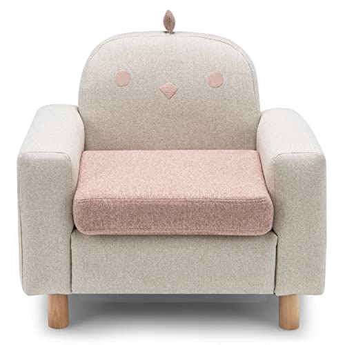 Costzon Kids Sofa, Toddler Chair w/Solid Wood Frame, Thick Cushion, Child Armchair for Play Room, Nursery, Kindergarten, Kids Room, Gift for 2-8 Years Old Boys & Girls, Toddler Couch (Chick)