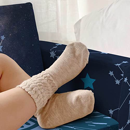 fond + found Kids Sofa, Constellation Zodiac Sign Toddler Couch 2-in-1 Convertible Sofa to Lounger, Starry Sky Flip Open Couch & Sleeper, Toddler Chair Kids Couch for Kids Girls Boys