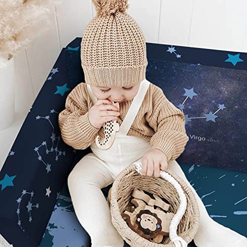 fond + found Kids Sofa, Constellation Zodiac Sign Toddler Couch 2-in-1 Convertible Sofa to Lounger, Starry Sky Flip Open Couch & Sleeper, Toddler Chair Kids Couch for Kids Girls Boys