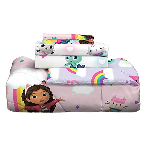 Franco Gabby's Dollhouse Kids Bedding Super Soft Comforter and Sheet Set with Sham, 5 Piece Twin Size, (Official Licensed Product)