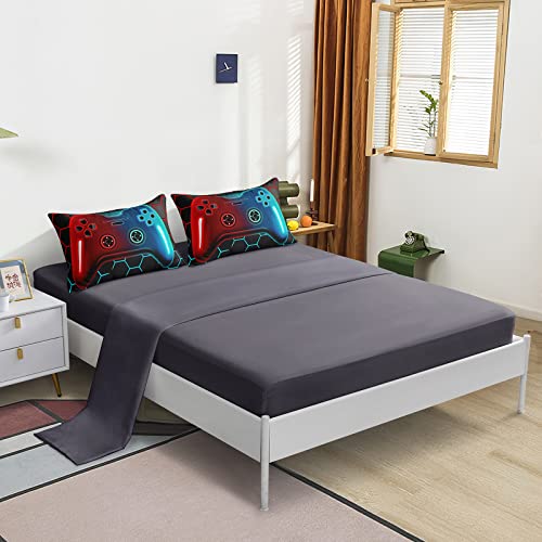 Z.Jian HOME 5 Pieces Gaming Bedding Set Twin Size for Boys Gamer Comforter Set for Boys Girls Kids Teens 5 Piece Bed in A Bag Video Game Bedding for Gamer Room Decorative Twin49