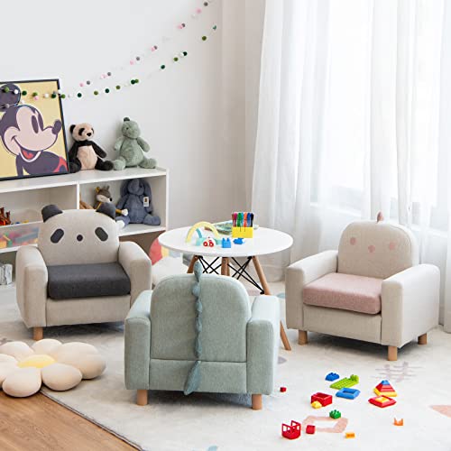Costzon Kids Sofa, Toddler Chair w/Solid Wood Frame, Thick Cushion, Child Armchair for Play Room, Nursery, Kindergarten, Kids Room, Gift for 2-8 Years Old Boys & Girls, Toddler Couch (Chick)