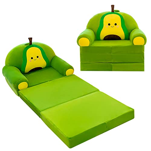 DOFIMATE 2 in 1 Green Toddler Kids Couch That Fold Out, Plush Personalized Toddler Chair Foldable Kids Sofa Couch for Boys Mini Couch Kids Chair for Toddlers0-3