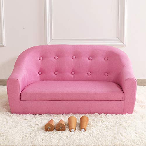 Kids Sofa Couch/Big Kids Couch/Linen Fabric 2-Seater Upholstered Bbay Sofa Chair/Ideal Children Gift for Girls & Boys (30-Inch) (Pink)
