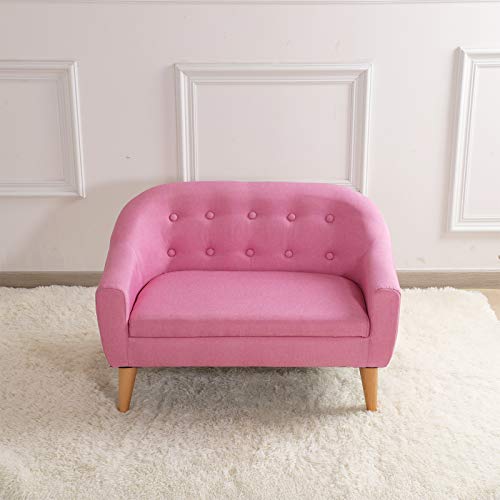 Kids Sofa Couch/Big Kids Couch/Linen Fabric 2-Seater Upholstered Bbay Sofa Chair/Ideal Children Gift for Girls & Boys (30-Inch) (Pink)