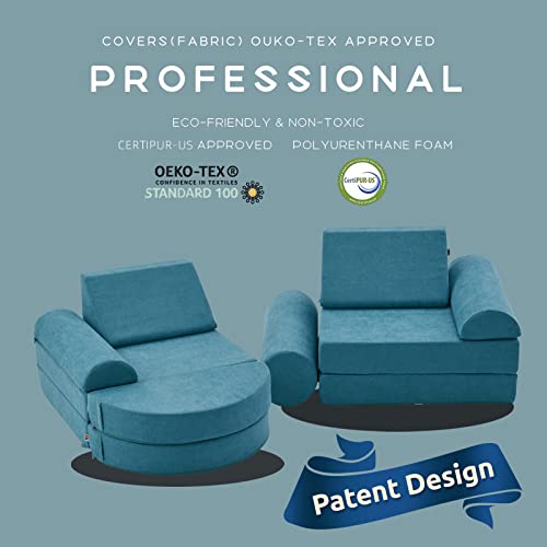 jela Kids Couch 14PCS Luxury, Floor Couch Floor Sofa Modular Furniture for Adults, Playhouse Play Set for Toddlers Babies, Modular Foam Play Couch, Modular Sectional Sofa (Teal, 57"x28"x18")