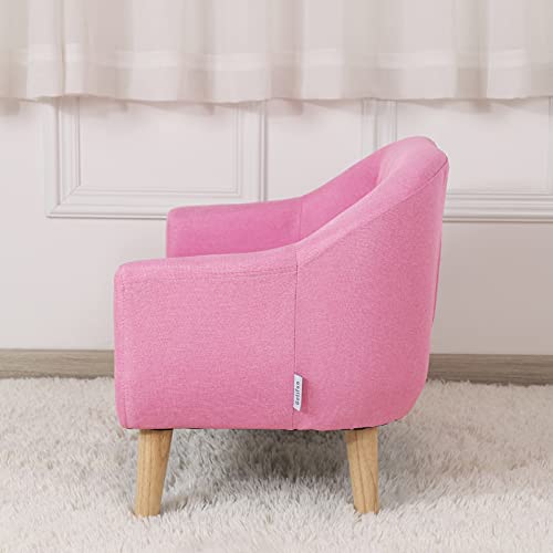 Kids Sofa Couch/Big Kids Couch/Linen Fabric 2-Seater Upholstered Bbay Sofa Chair/Ideal Children Gift for Girls & Boys (30-Inch) (Pink)