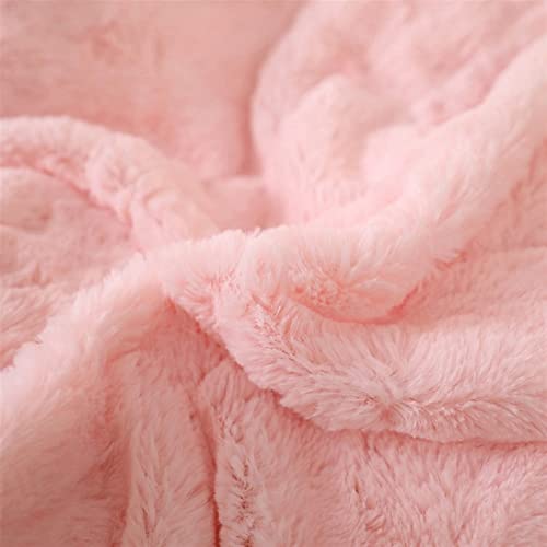 TOMYEUS Bedding Sets Soft Bedding Set Fleece Velvet Lovely Rabbit Ears Warm Flannel Duvet Cover Sets Perfect for Double Bed in Girls' Room Comforter Set (Color : Pink, Size : King Size 4pcs)