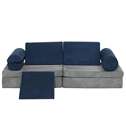Annualring Kids Couch, 10PCS Play Couch Sofa for Kids Imaginative Furniture Play Set for Creative Kids,Toddler to Teen Bedroom Furniture, Couch Sofa Foam Play Couch Indoor Outdoor
