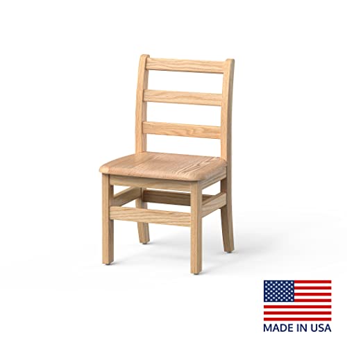 Foundations Little Scholar Wooden Kids Chairs 2-Pack, Solid Oak Hardwood, Fully-Assembled for School Classroom Seating, Made in USA (12 Inch Seat Height, Ages 6-8)