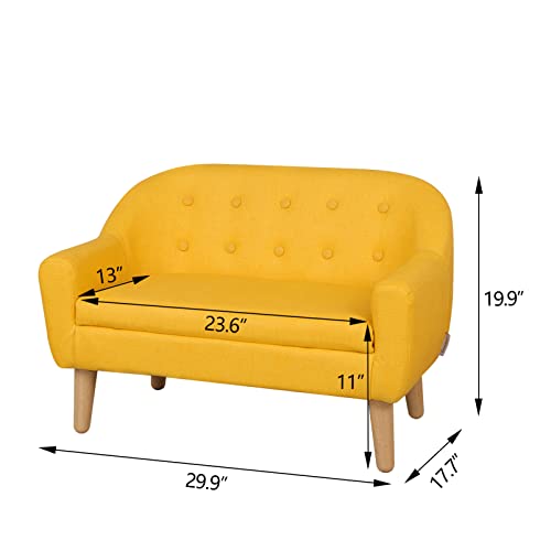 Getifun Kids Sofa Chair, Toddler Armchair Couch, PVC Upholstered Children Sofa with Wooden Legs, Perfect for Baby Gift(30-Inch) (Yellow)