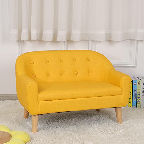 Getifun Kids Sofa Chair, Toddler Armchair Couch, PVC Upholstered Children Sofa with Wooden Legs, Perfect for Baby Gift(30-Inch) (Yellow)